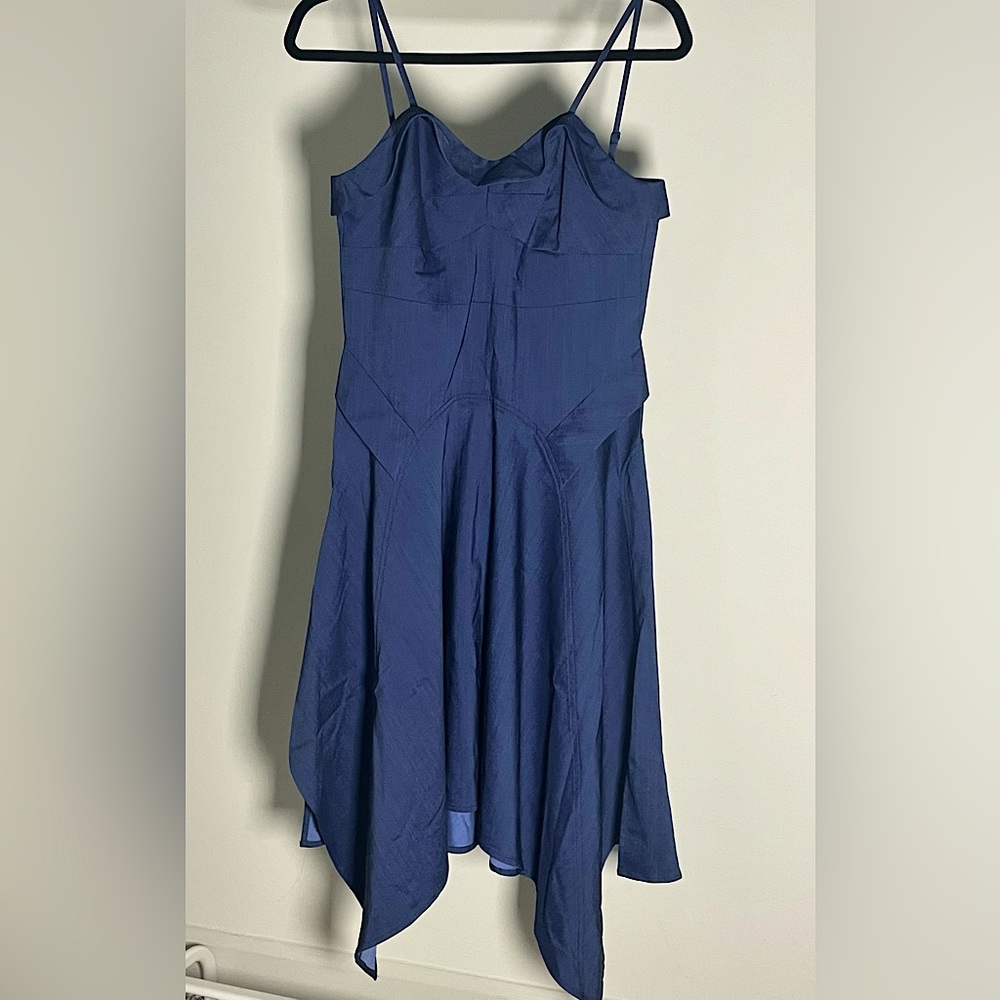 NWT Denim Color Midi Dress with Voluminous Skirt